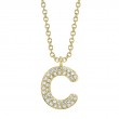 0.08Ct 14K Yellow Gold Diamond Pave Necklace - Initial C