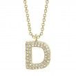 0.10Ct 14K Yellow Gold Diamond Pave Necklace - Initial D
