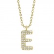 0.07Ct 14K Yellow Gold Diamond Pave Necklace - Initial E