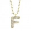 0.08Ct 14K Yellow Gold Diamond Pave Necklace - Initial F