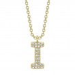 0.06Ct 14K Yellow Gold Diamond Pave Necklace - Initial I