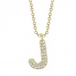 0.06Ct 14K Yellow Gold Diamond Pave Necklace - Initial J