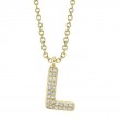 0.05Ct 14K Yellow Gold Diamond Pave Necklace - Initial L