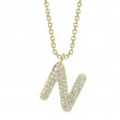 0.11Ct 14K Yellow Gold Diamond Pave Necklace - Initial N