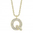 0.11Ct 14K Yellow Gold Diamond Pave Necklace - Initial Q