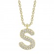 0.09Ct 14K Yellow Gold Diamond Pave Necklace - Initial S