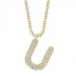 0.09Ct 14K Yellow Gold Diamond Pave Necklace - Initial U