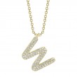 0.16Ct 14K Yellow Gold Diamond Pave Necklace - Initial W