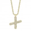 0.09Ct 14K Yellow Gold Diamond Pave Necklace - Initial X