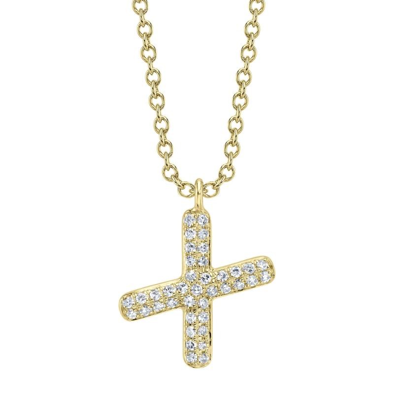 0.09Ct 14K Yellow Gold Diamond Pave Necklace - Initial X