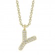 0.06Ct 14K Yellow Gold Diamond Pave Necklace - Initial Y
