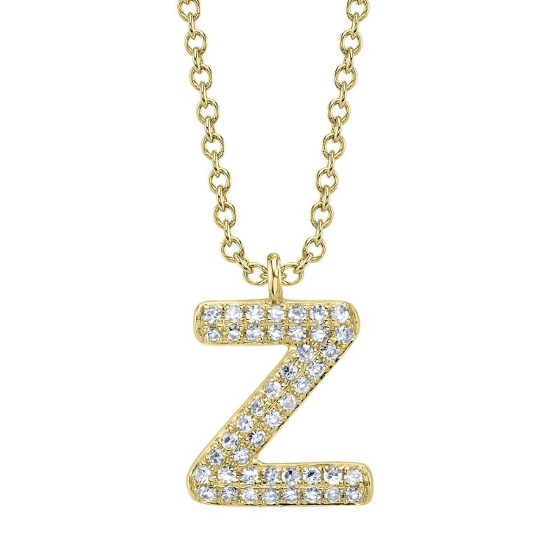 0.10Ct 14K Yellow Gold Diamond Pave Necklace - Initial Z