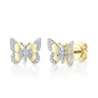 0.18Ct 14K Yellow Gold Diamond Butterfly Stud Earrings