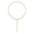 0.27Ct 14K Two Tone Diamond & Cultured Pearl Bezel Paper Clip Link Necklace