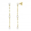 14K Yellow Gold Cultured Pearl Sparkle Chain Earrings