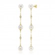 0.09Ct 14K Yellow Gold Diamond & Cultured Pearl Sparkle Chain Earrings