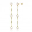 0.09Ct 14K Yellow Gold Diamond & Cultured Pearl Sparkle Chain Earrings