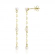 14K Yellow Gold Cultured Pearl Sparkle Chain Earrings
