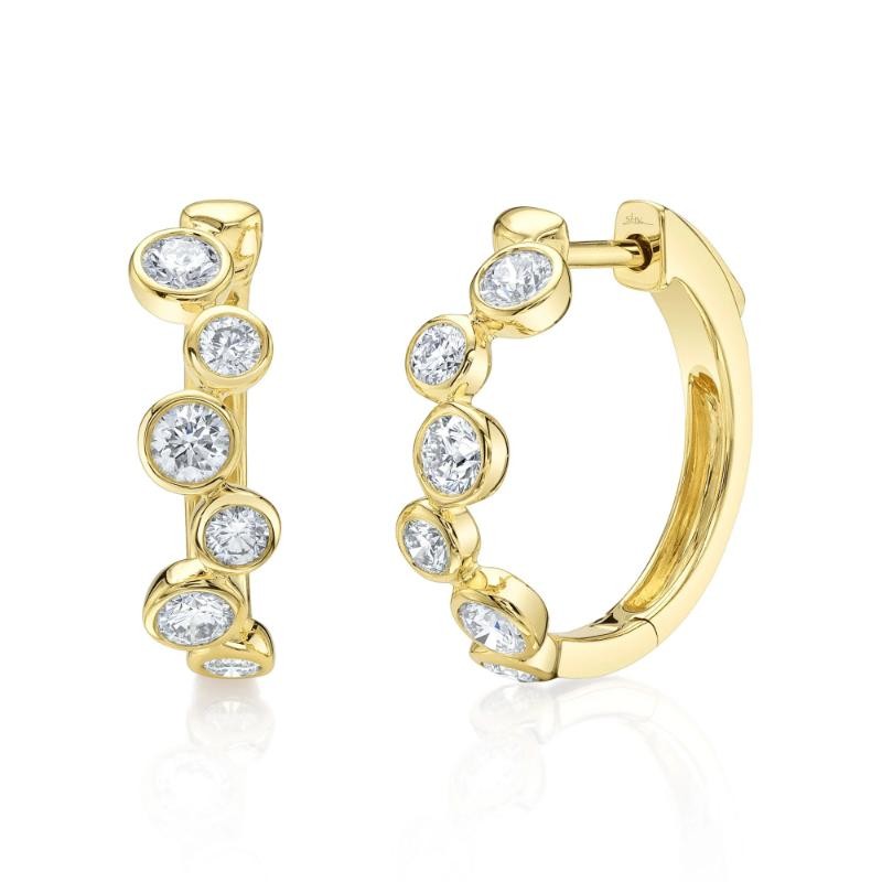 0.84Ct 14K Yellow Gold Diamond Bezel Hoop Earrings