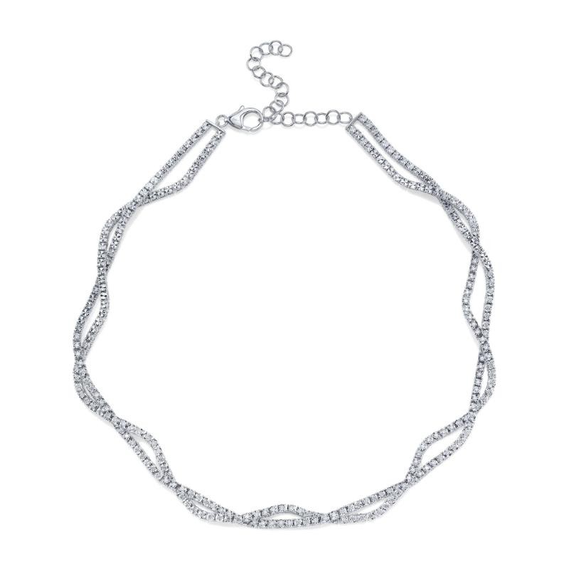 2.53Ct 14K White Gold Diamond Twisted Double Strand Necklace