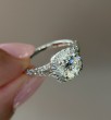 White Gold Round Halo Split Shank Engagement Ring