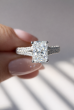 White Gold Radiant Cut 3D Pavé Diamond Engagement Ring