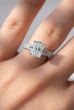 White Gold Radiant Cut 3D Pavé Diamond Engagement Ring