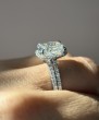 White Gold Cushion Cut Halo Diamond Wedding Rings Set