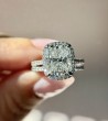 White Gold Cushion Cut Halo Diamond Wedding Rings Set
