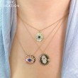 0.23Ct Black & White Diamond & 0.15Ct Blue Sapphire 14K Yellow Gold Eye Necklace