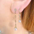 0.20Ct 14K Yellow Gold Diamond & Cultured Pearl Paper Clip Link Earrings