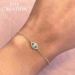 0.06Ct Diamond & 0.07Ct Composite Turquoise 14K Yellow Gold Eye Bracelet