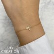 0.03Ct 14K Yellow Gold Diamond Dragonfly Matte Bracelet