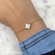 0.07Ct Diamond & 0.40Ct Mother Of Pearl 14K Yellow Gold Clover Bracelet