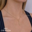 0.09Ct 14K Yellow Gold Diamond Bezel Geo Cut Lariat Necklace