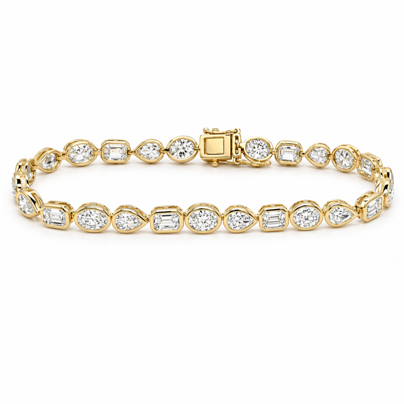 8.53 Carats Multi-Shape Bezel Diamond Bracelet