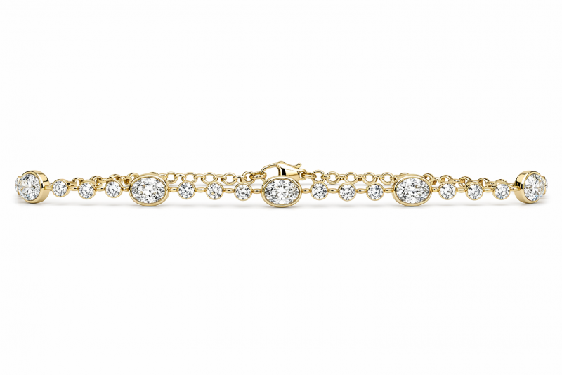 2.14 Carats Round & Oval Dainty Diamond Bracelet