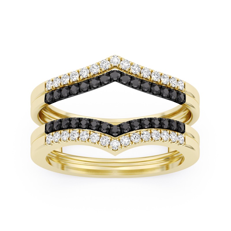 0.41 Carats White & Black Diamonds Ring Enhancer Yellow Gold
