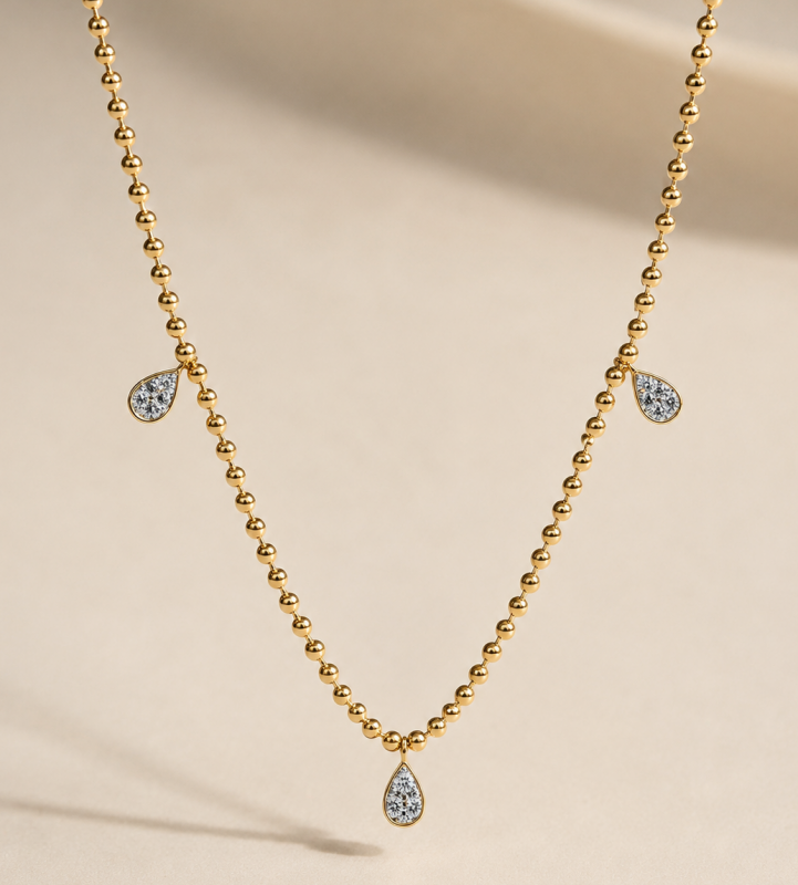 Fancy Diamond Drop Station Necklace