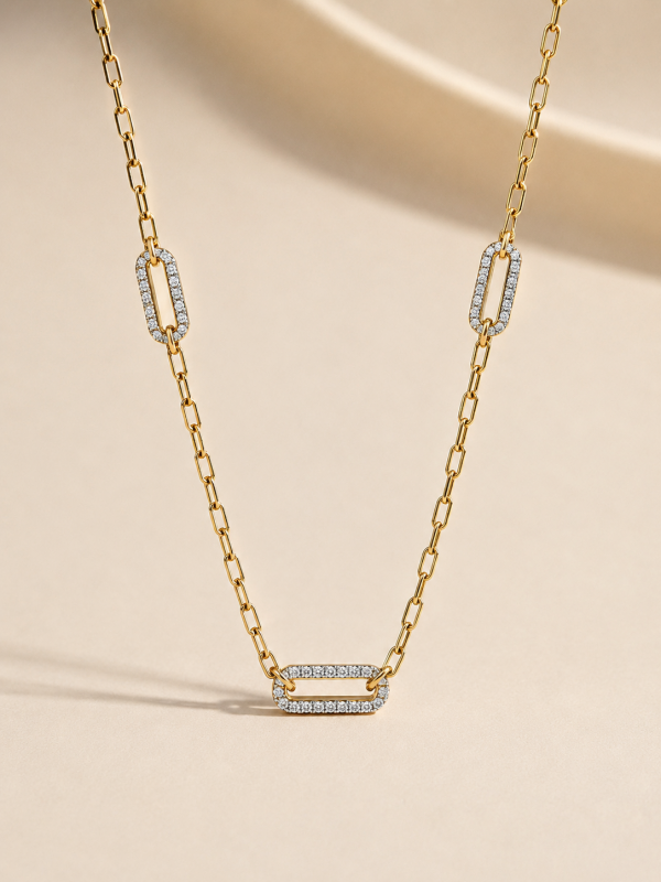 0.50 Carat Paperclip  Lab Grown Diamond Necklace