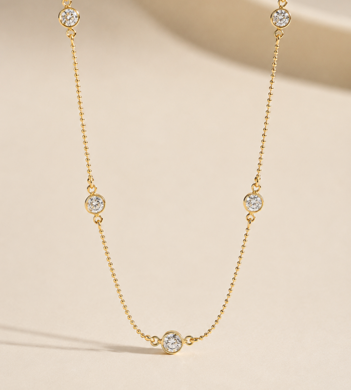 0.50 Carat Round Diamond Station Necklace