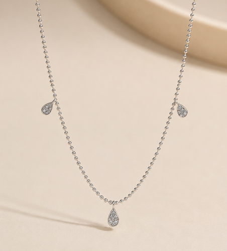 Bead Station Tear Drop Pattern Necklace