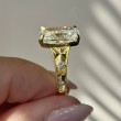 6.06 Carats Yellow Gold Vintage Cushion Cut Engagement Ring