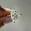 Yellow Gold Marquise Cut Vintage Halo Engagement Ring