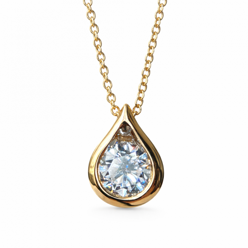 1.00 Carat Round Diamond Drop Pendant