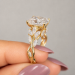 5.08 Carat Yellow  Gold Cushion  Cut Diamond Petal Leaf Design Engagement Ring