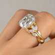 5.08 Carat Yellow  Gold Cushion  Cut Diamond Petal Leaf Design Engagement Ring