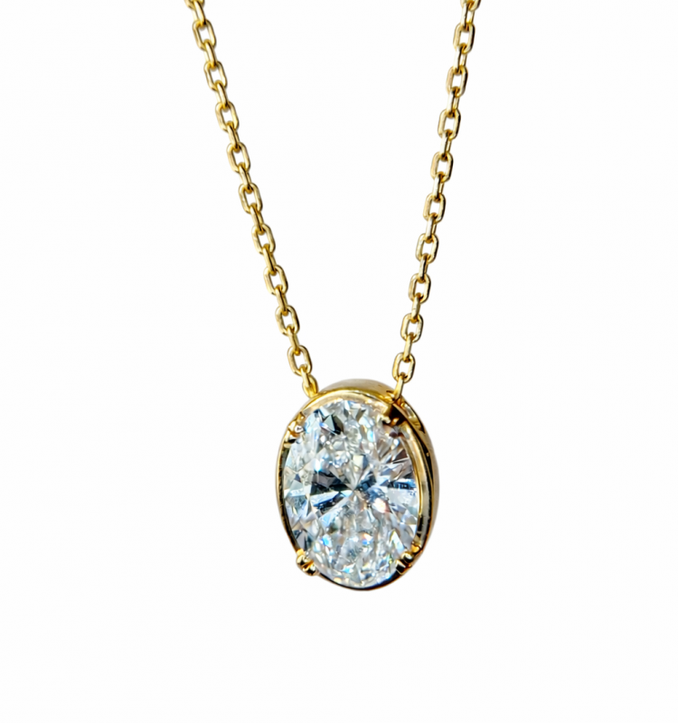 1.00 Carat Oval Diamond Bezel Pendant