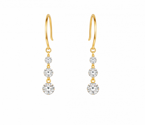 1.12 Carats Round Diamond Dangle Row Earrings