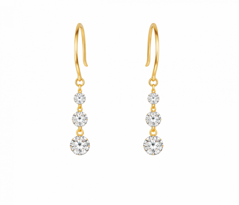 1.12 Carats Round Diamond Dangle Row Earrings